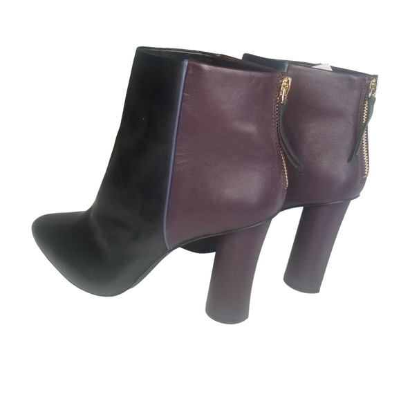 CAbi Bisset Color Block Pointed Toe Leather Booties Black Vino Size 11 - Picture 3 of 16